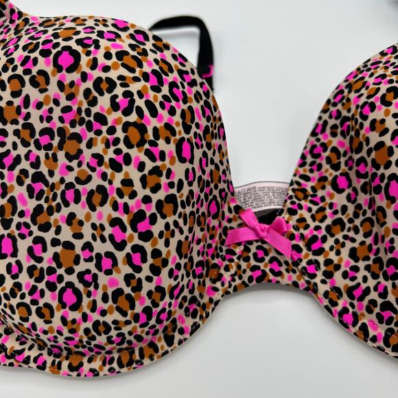 Victoria’s Secret Bra 36D Demi Leopard Print Pink Animal Push Up Underwire - Picture 5 of 11